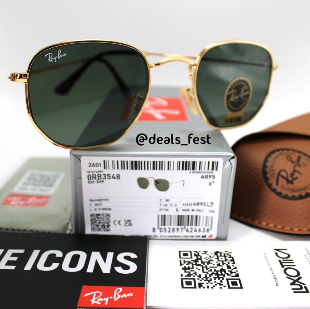 Model Display Ray-Ban Hexagonal Green Lens RB3548N G15